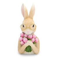 Bunny with Floral Bouquet Figurine