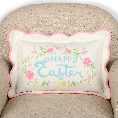 Happy Easter Scalloped Lumbar Pillow
