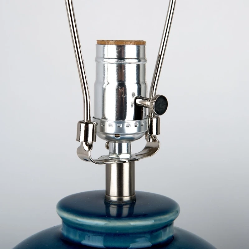Blue Ribbed Ceramic Table Lamp