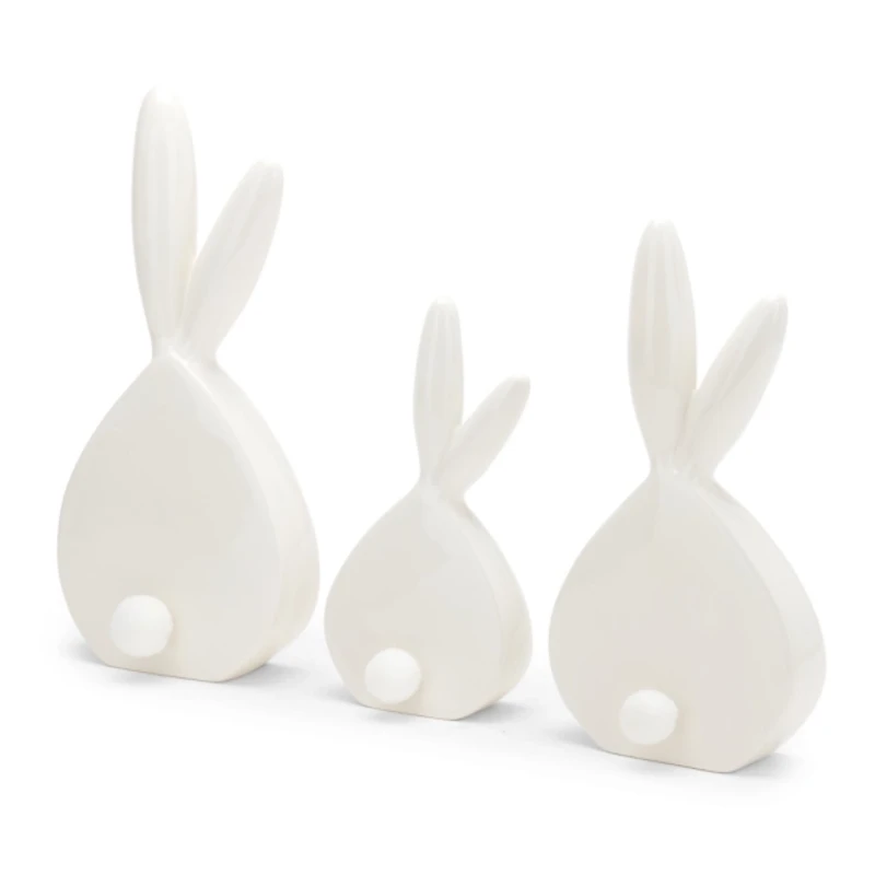 Ceramic Bunny Figurines with Gold Ears, Set of 3