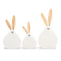 Ceramic Bunny Figurines with Gold Ears, Set of 3