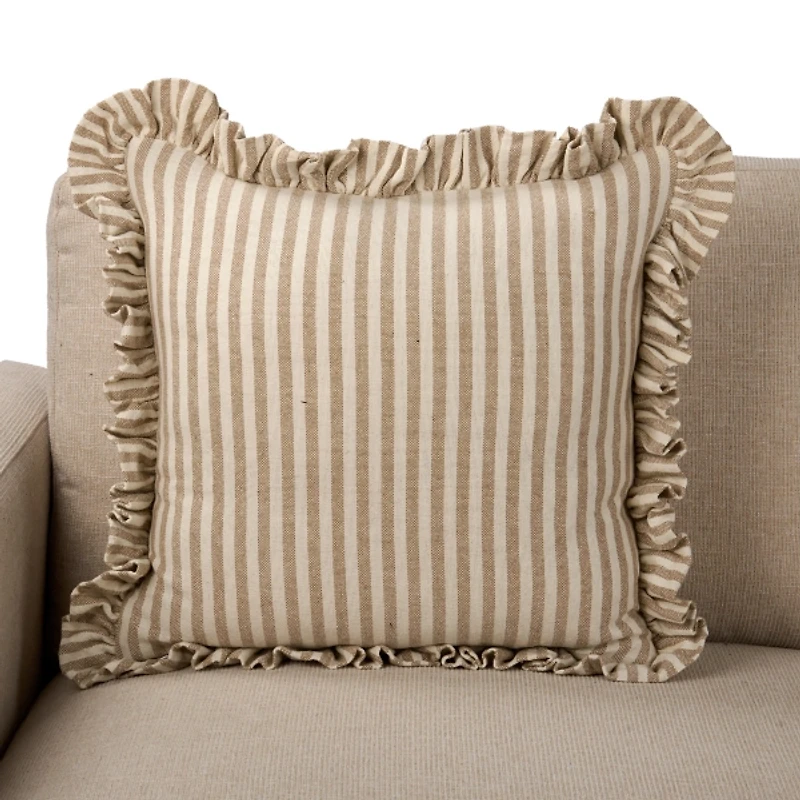 Striped Welcome Bunny Ruffle Pillow