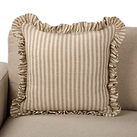 Striped Welcome Bunny Ruffle Pillow