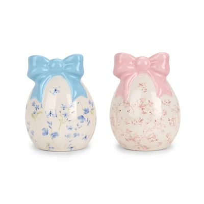 Ceramic Floral Easter Eggs with Bows