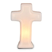 Ivory Ceramic Cross Tabletop Night Light