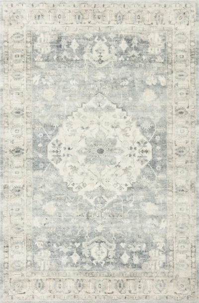 Loloi Denim Fog Rosette Traditional Area Rug, 8x10