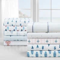Blue Whale Stripe Cotton 4-pc. Full Sheet Set