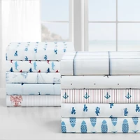 Blue Whale Stripe Cotton 4-pc. Queen Sheet Set