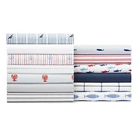 Blue Whale Stripe Cotton 4-pc. Queen Sheet Set
