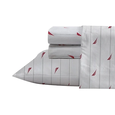 Red & Gray Audley Stripe 4-pc. Full Sheet Set
