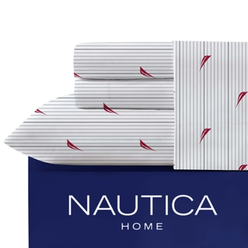 Red & Gray Audley Stripe 4-pc. Full Sheet Set