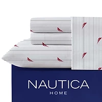 Red & Gray Audley Stripe 4-pc. Full Sheet Set