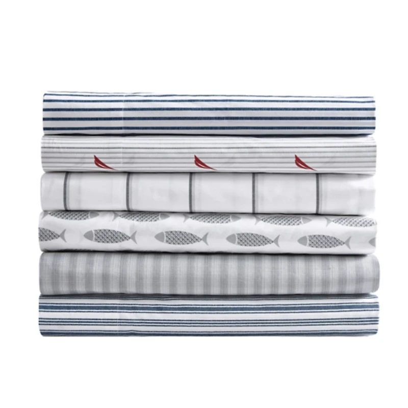 Red & Gray Audley Stripe 4-pc. Queen Sheet Set