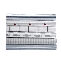 Red & Gray Audley Stripe 4-pc. Queen Sheet Set