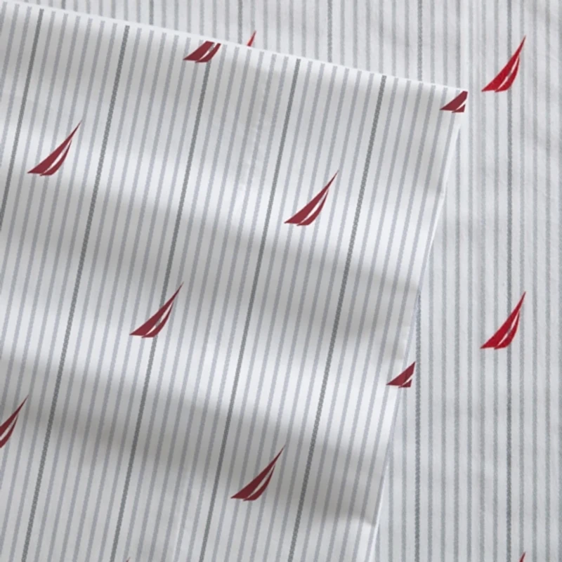 Red & Gray Audley Stripe 4-pc. Queen Sheet Set