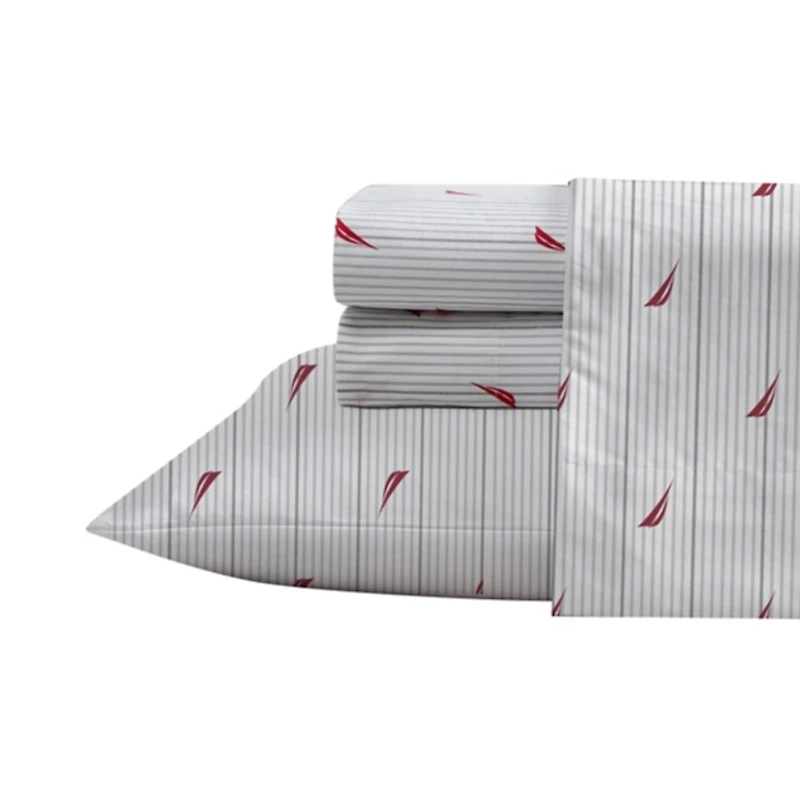 Red & Gray Audley Stripe 4-pc. King Sheet Set