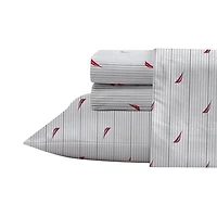 Red & Gray Audley Stripe 4-pc. King Sheet Set