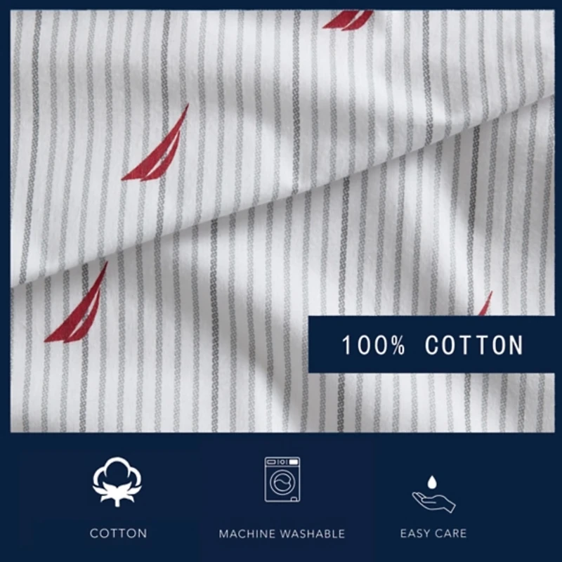 Red & Gray Audley Stripe 4-pc. King Sheet Set