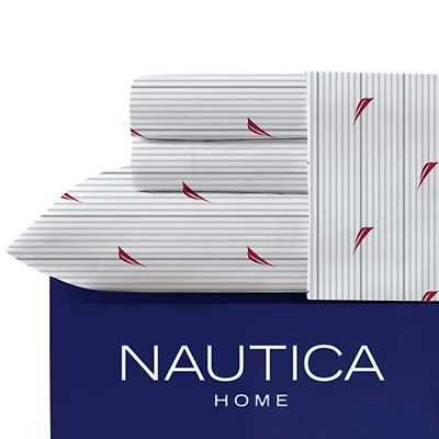 Red & Gray Audley Stripe 4-pc. King Sheet Set