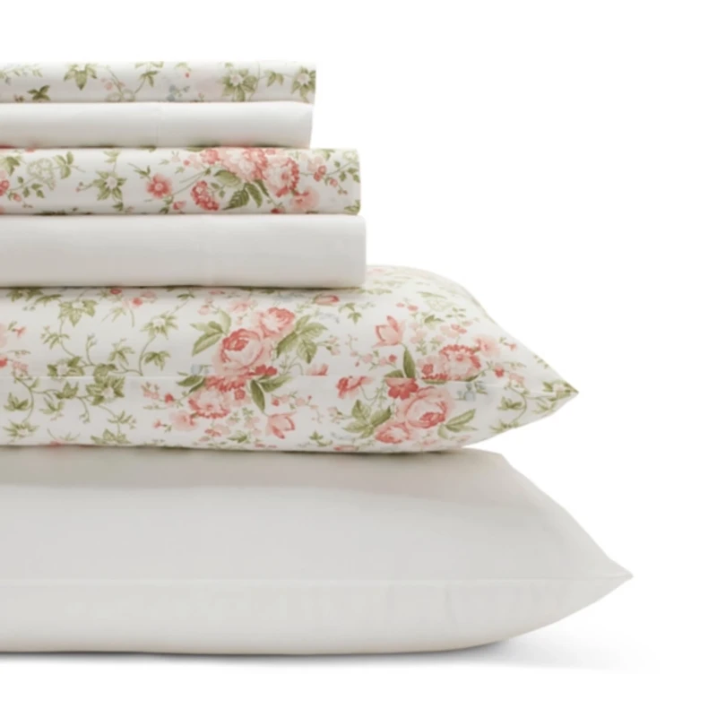 Laura Ashley Coral Marissa 6-pc. King Sheet Set