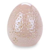 LED Pink Ceramic Egg Statue, 5 in.