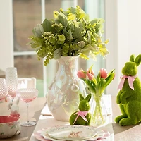 Pearl White Bunnies Ceramic Vase