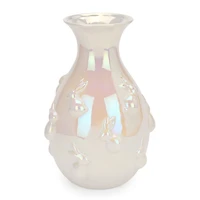Pearl White Bunnies Ceramic Vase