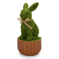 Moss Bunny in Basket Statue