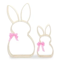 Rattan Bunnies Outdoor Statues, Set of 2