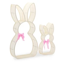 Rattan Bunnies Outdoor Statues, Set of 2