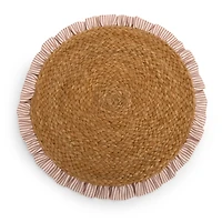 Taupe Stripe Ruffle Trim Jute Placemat