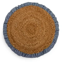 Navy Stripe Ruffle Trim Jute Placemat
