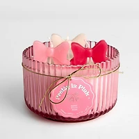 Pretty in Pink Bow Shaped Triple Wick Jar Candle