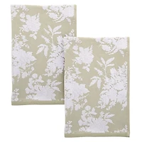 Green Floral Jacquard Kitchen Towels, Set of 2