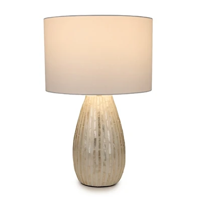 Cream Faux Capiz Table Lamp