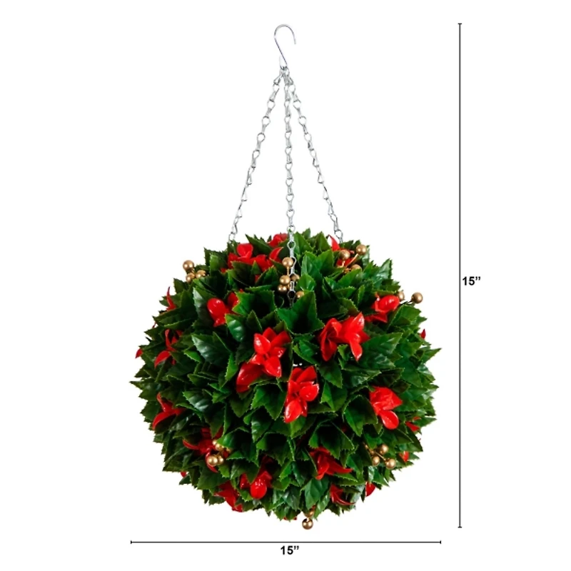 Photinia and Berries Christmas Hanging Plant