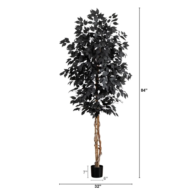 7 ft. Black Ficus Natural Trunk Halloween Tree