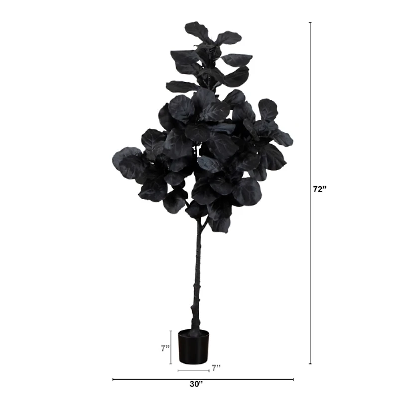 6 ft. Black Fiddle Leaf Fig Halloween Tree