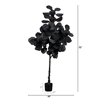 6 ft. Black Fiddle Leaf Fig Halloween Tree