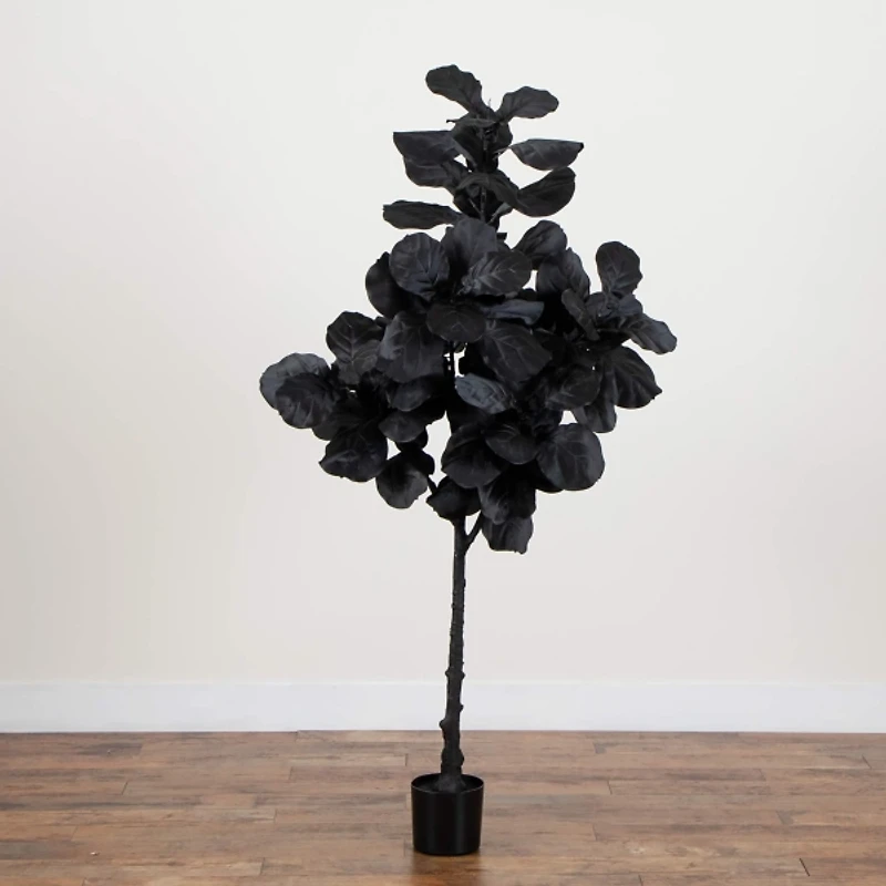 6 ft. Black Fiddle Leaf Fig Halloween Tree