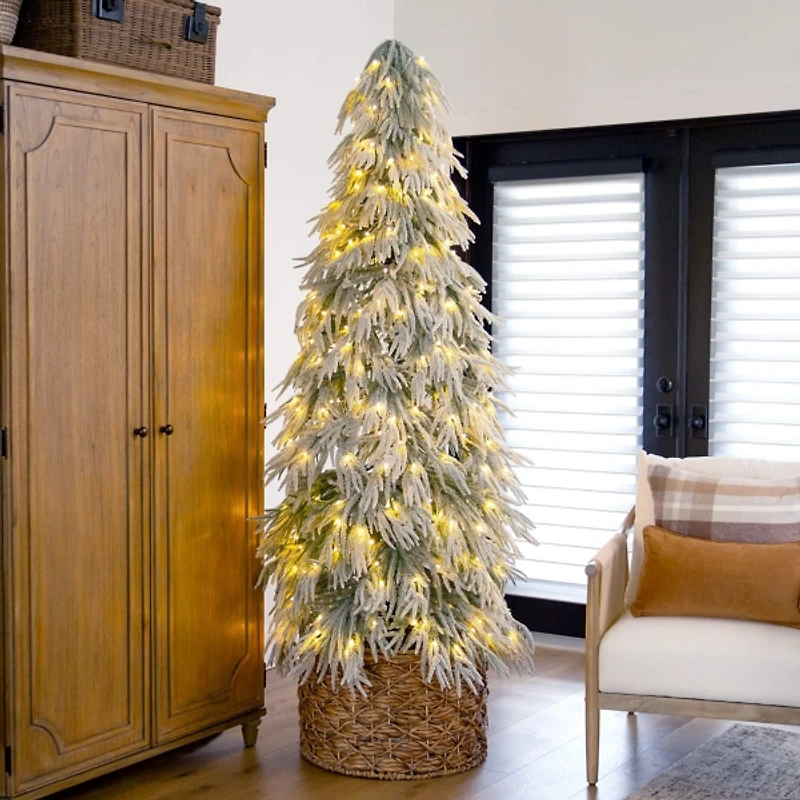 7 ft. LED Flocked Downswept Christmas Tree