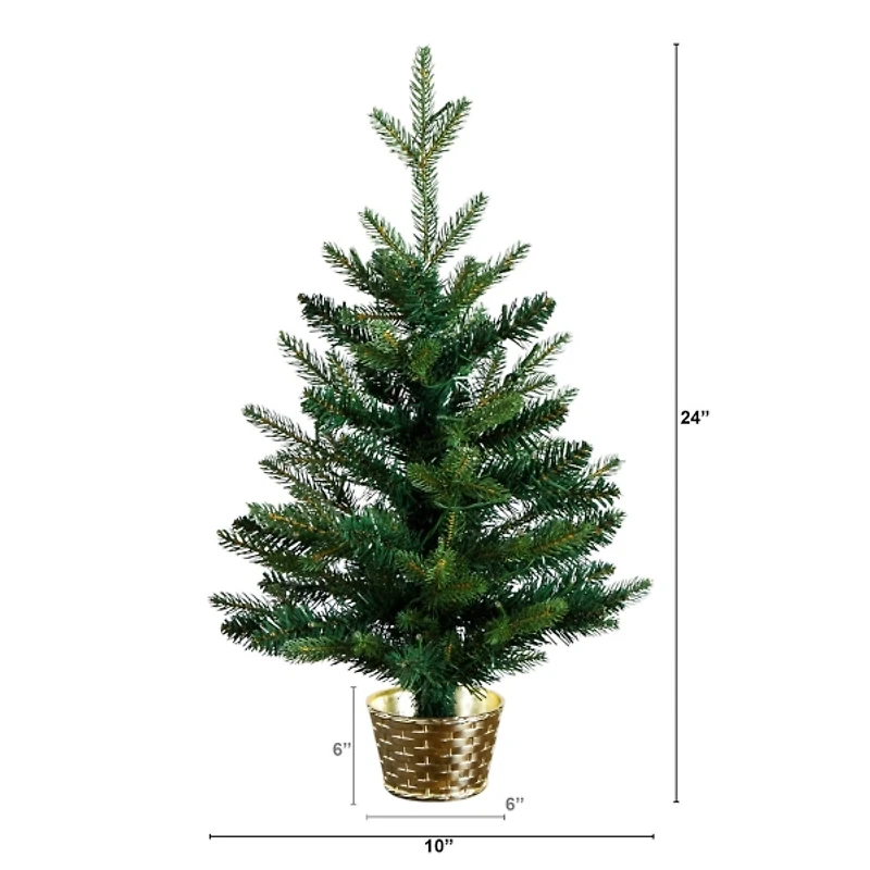 2 ft. Pre-Lit Christmas Tree in Gold Planter