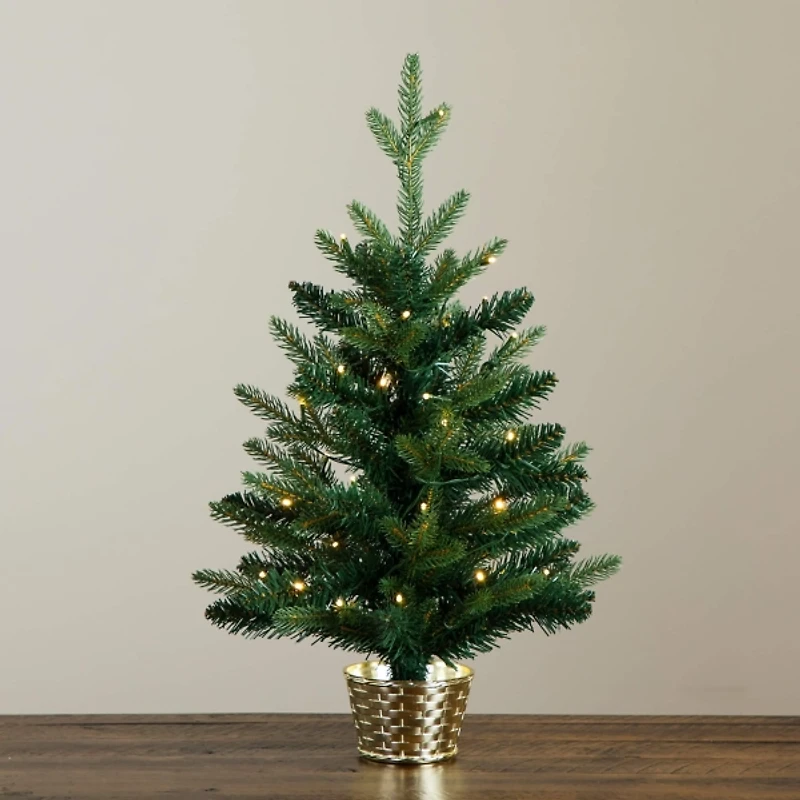2 ft. Pre-Lit Christmas Tree in Gold Planter