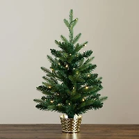2 ft. Pre-Lit Christmas Tree in Gold Planter