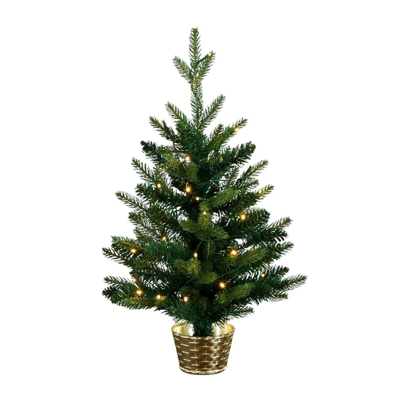 2 ft. Pre-Lit Christmas Tree in Gold Planter