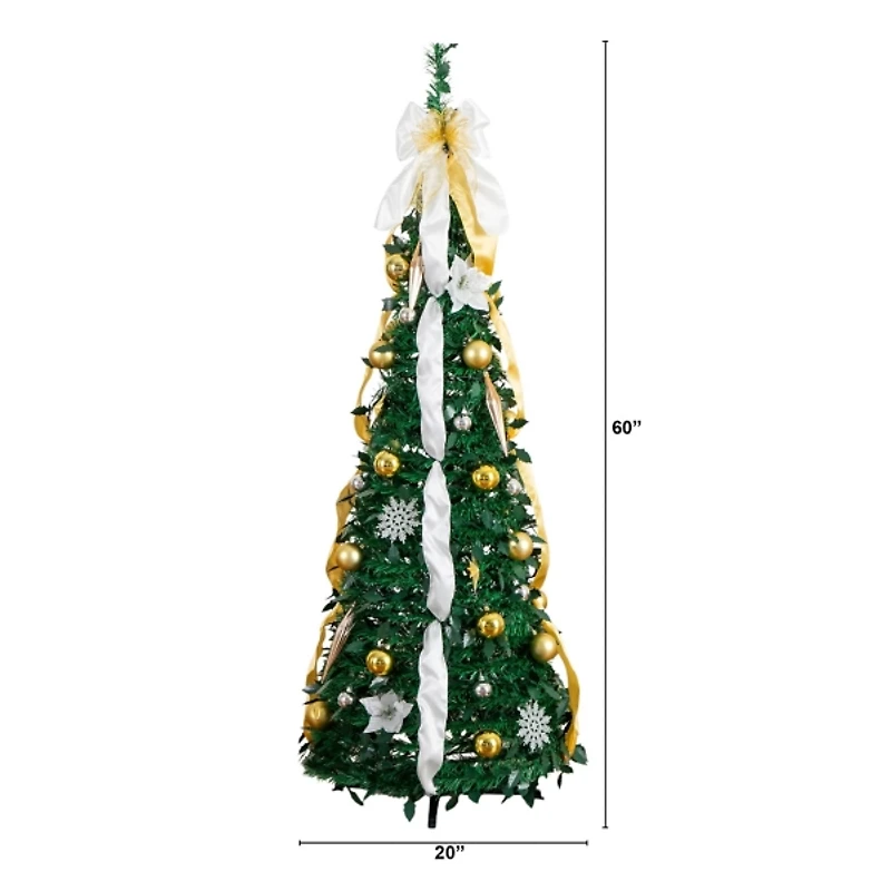 ft. Pre-Lit Silver & Gold Pop Up Christmas Tree