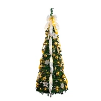 ft. Pre-Lit Silver & Gold Pop Up Christmas Tree