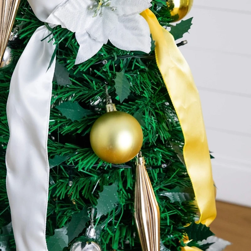 ft. Pre-Lit Silver & Gold Pop Up Christmas Tree