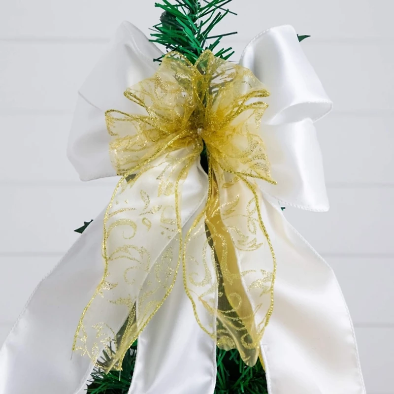 ft. Pre-Lit Silver & Gold Pop Up Christmas Tree