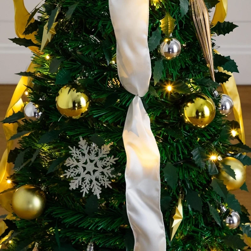 ft. Pre-Lit Silver & Gold Pop Up Christmas Tree